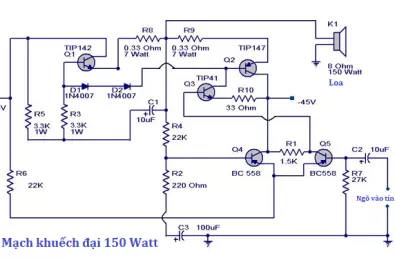 Mạch khuếch đại 150 Watt